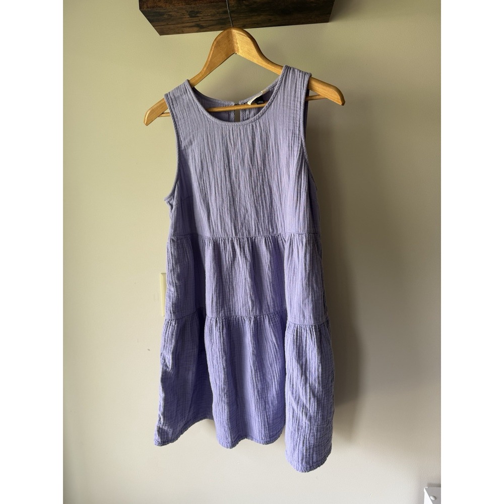 Universal Thread Purple Double Gauze Tiered Babydoll Dress Size M Cottagecore